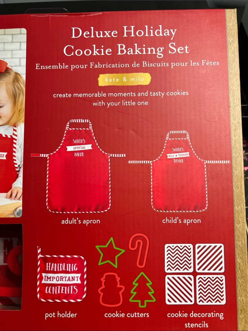 Brand new, never opened, Deluxe Holiday Cookie Baking Set -by Kate & Milo